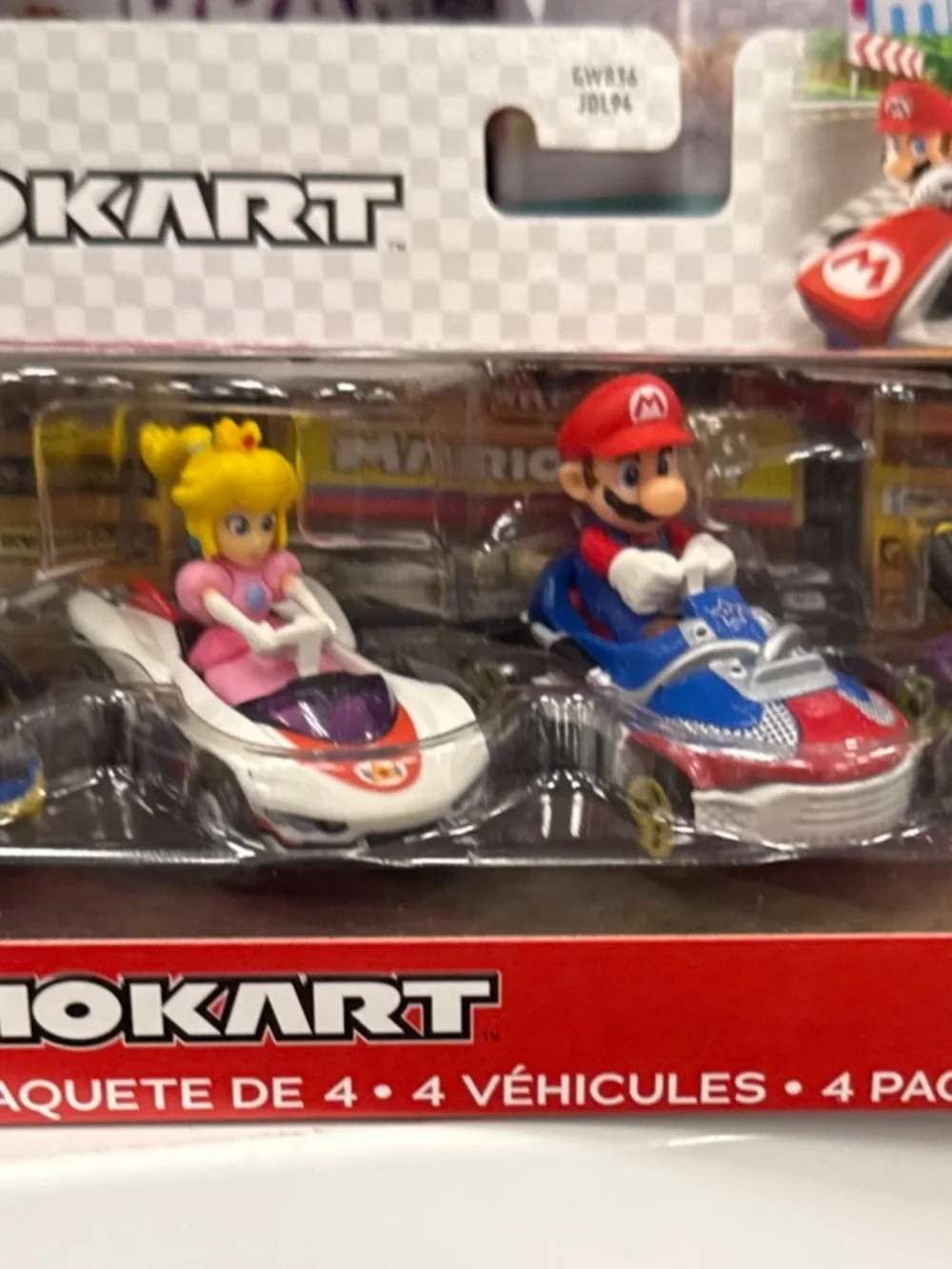 Mattel Mario & Peach Racing Karts in Blue, Red, Pink and White